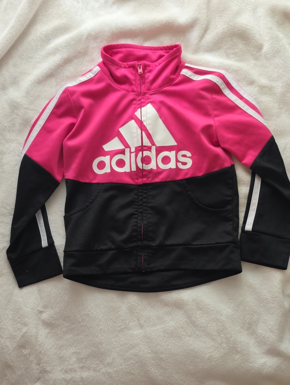 adidas Pink and Black Zip-Front Track Jacket